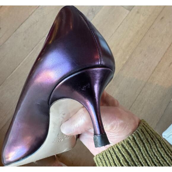 Miu Miu Purple Leather Pointed Toe Pumps - Italian Designer Heels US 8.5 EU 39 - Picture 12 of 12